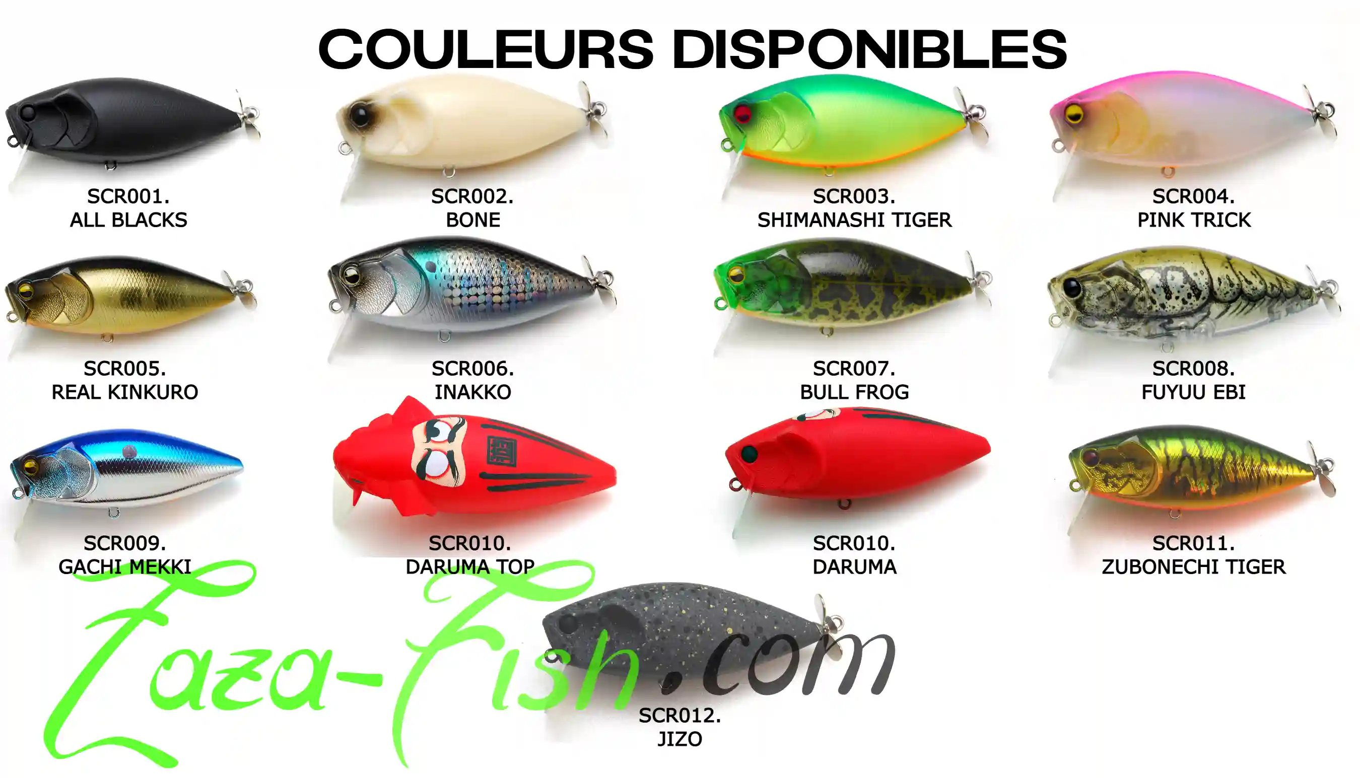 Sélection des coloris SCRATCH spécialement adaptés aux différentes eaux régionales