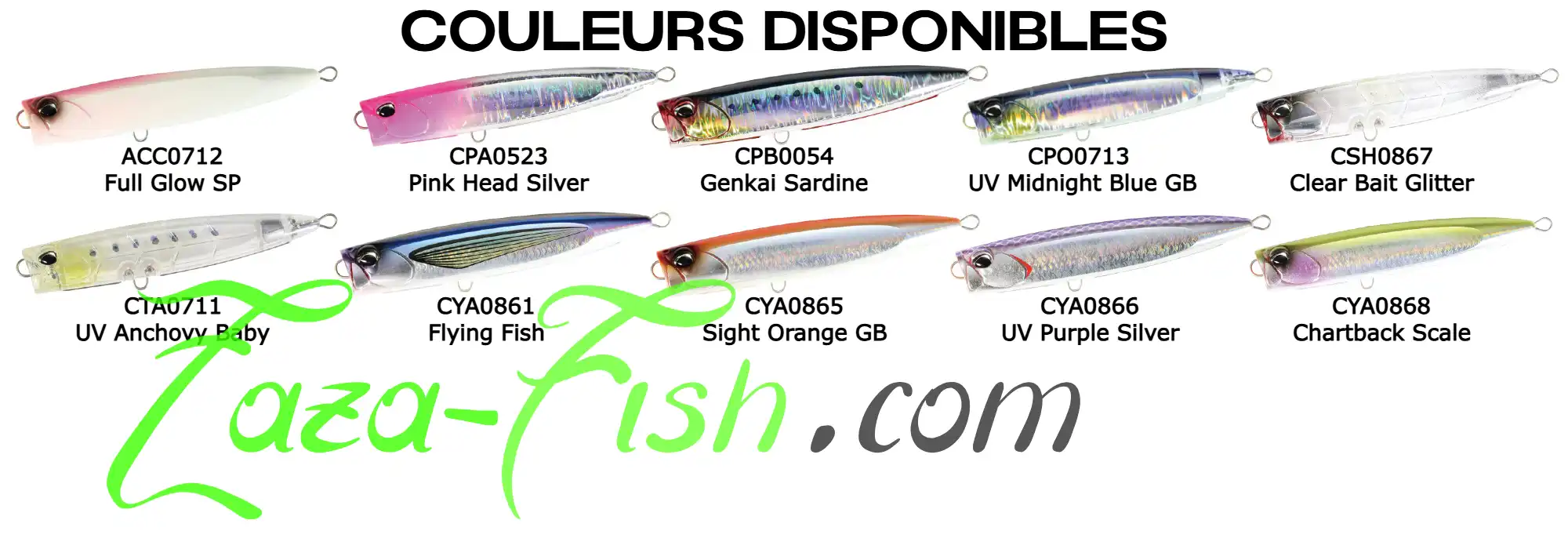 Coloris disponibles du DUO ROUGH TRAIL BUBBLY 135F pour la pêche en mer