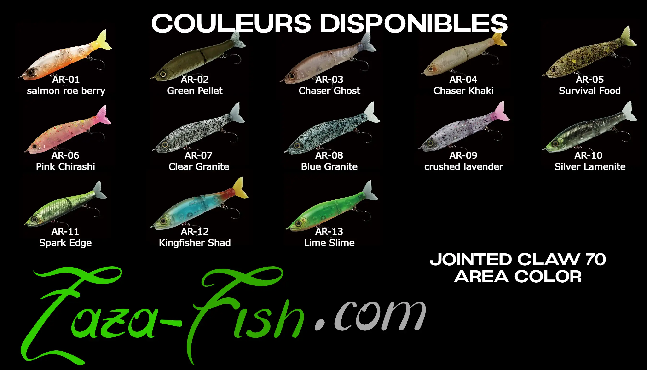 Palette de coloris du GAN CRAFT JOINTED CLAW 70 AREA Special