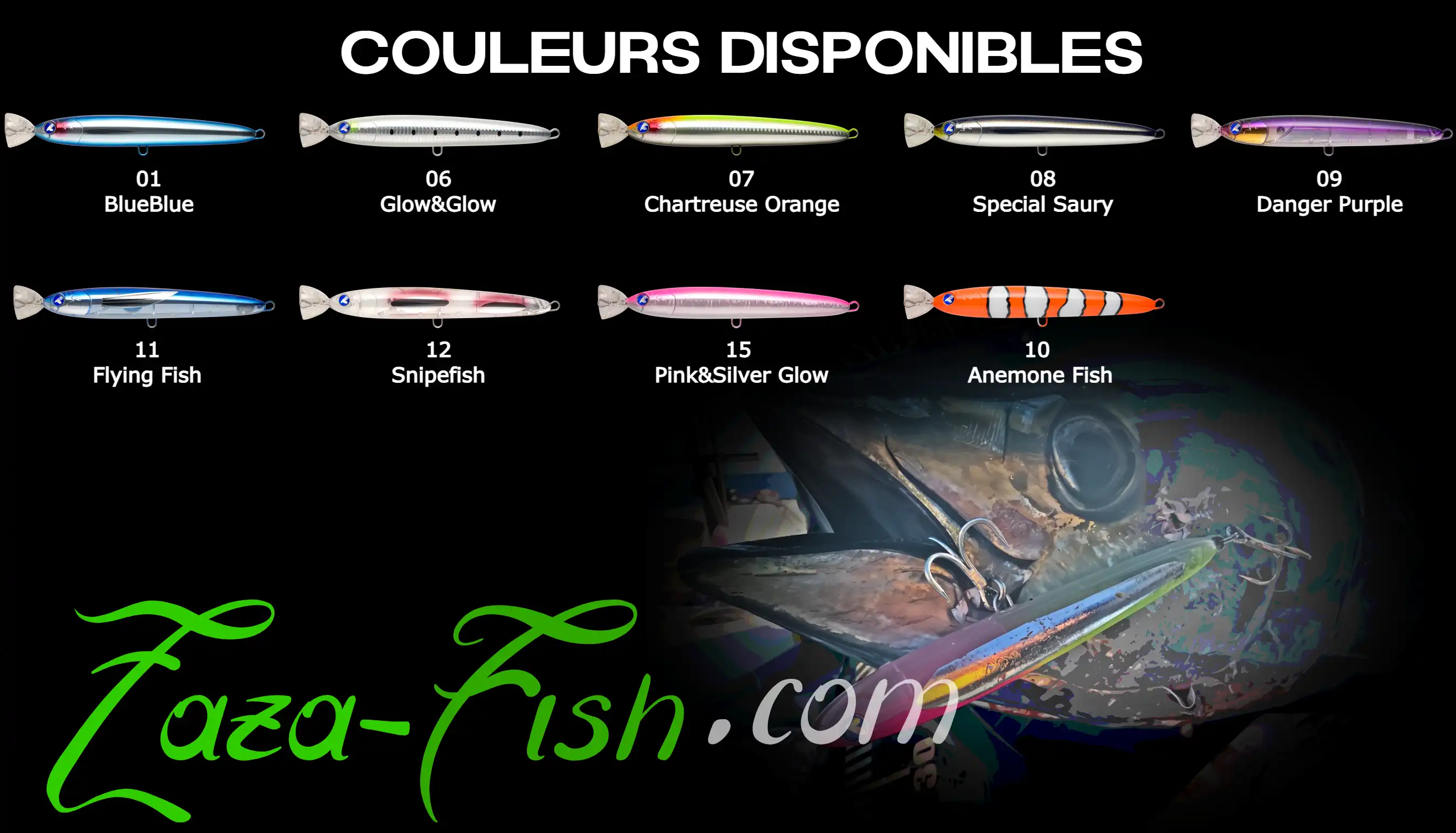 9 coloris exclusifs du GACHIPOP TULIPA 190 de BlueBlue Fishing pour toutes les conditions de pêche