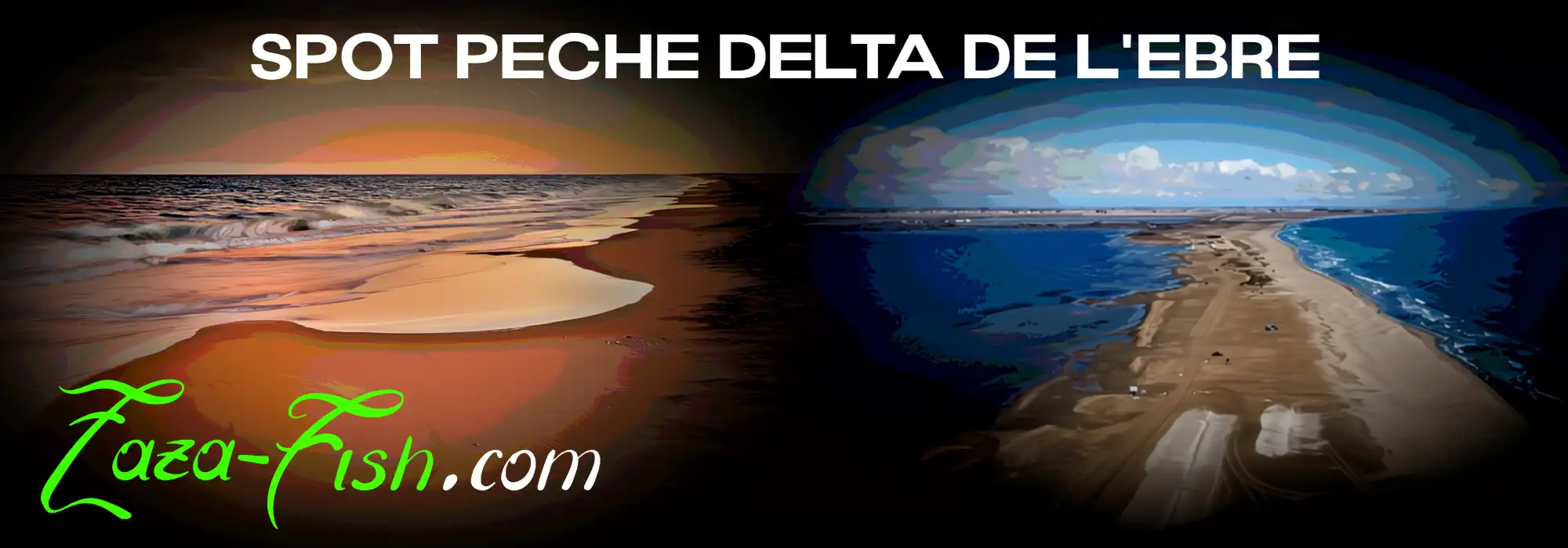 Delta de l'Ebre en Espagne avec chenaux et bancs de sable, spot européen pour la pêche au tassergal