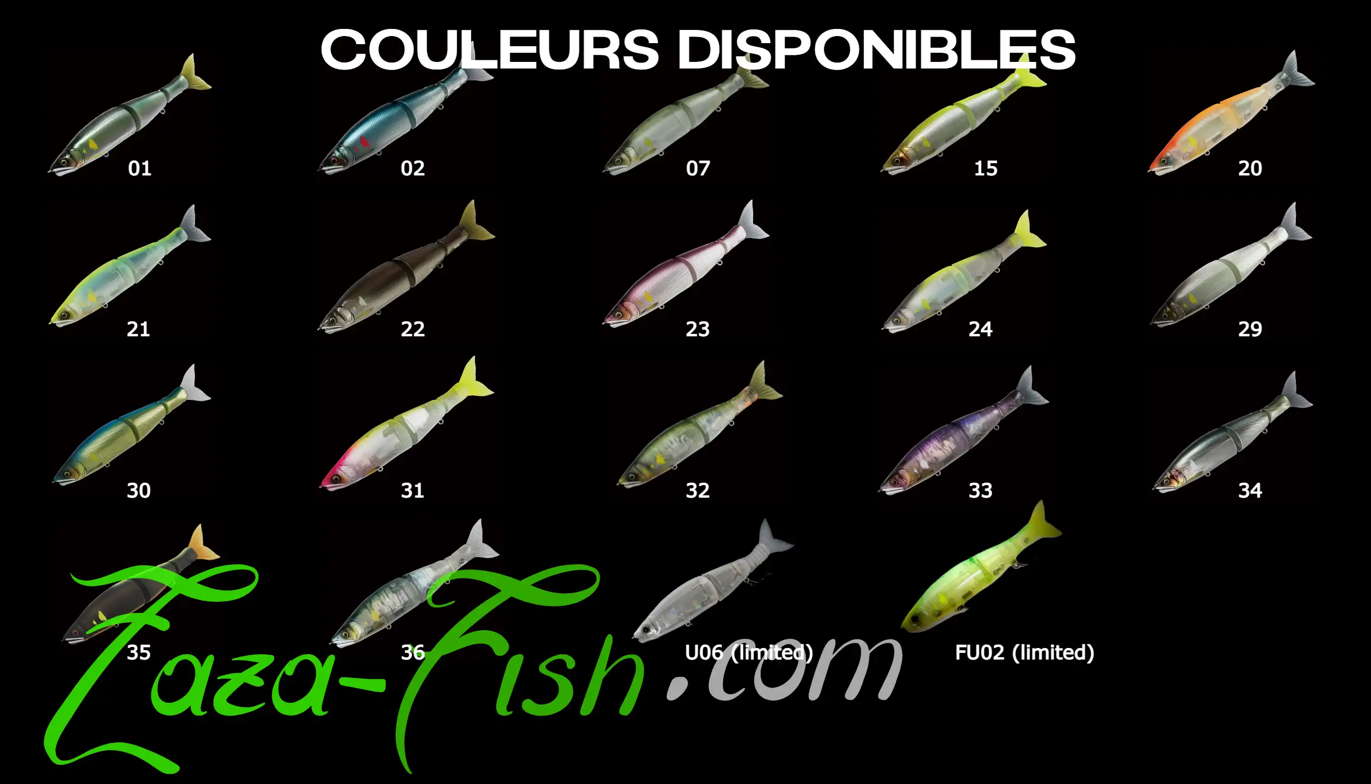 Coloris disponibles du GAN CRAFT JOINTED CLAW 183 SHIFT