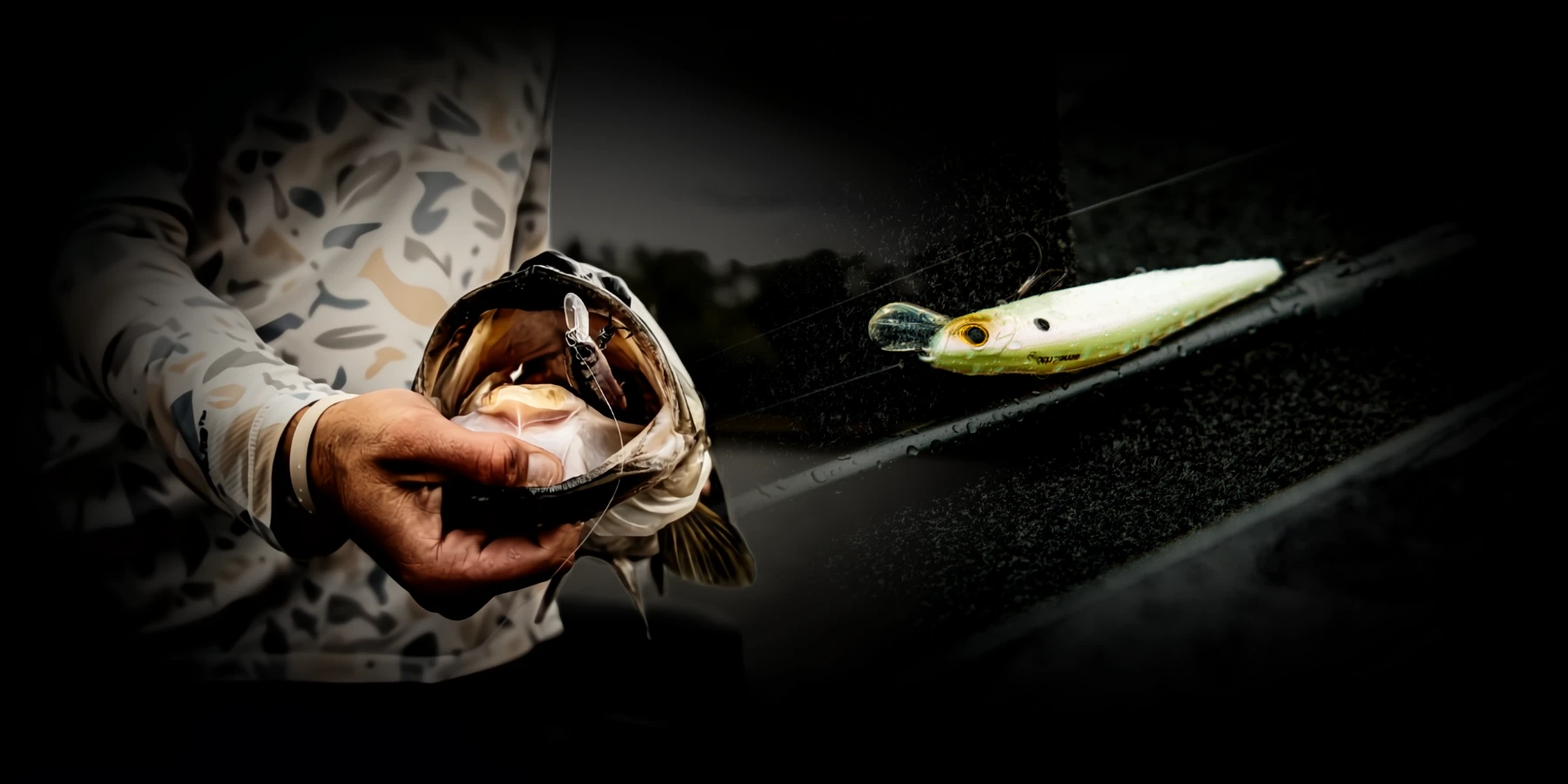 Carnassier en pleine attaque sur jerkbait démontrant l'efficacité des techniques de pêche Zaza Fish
