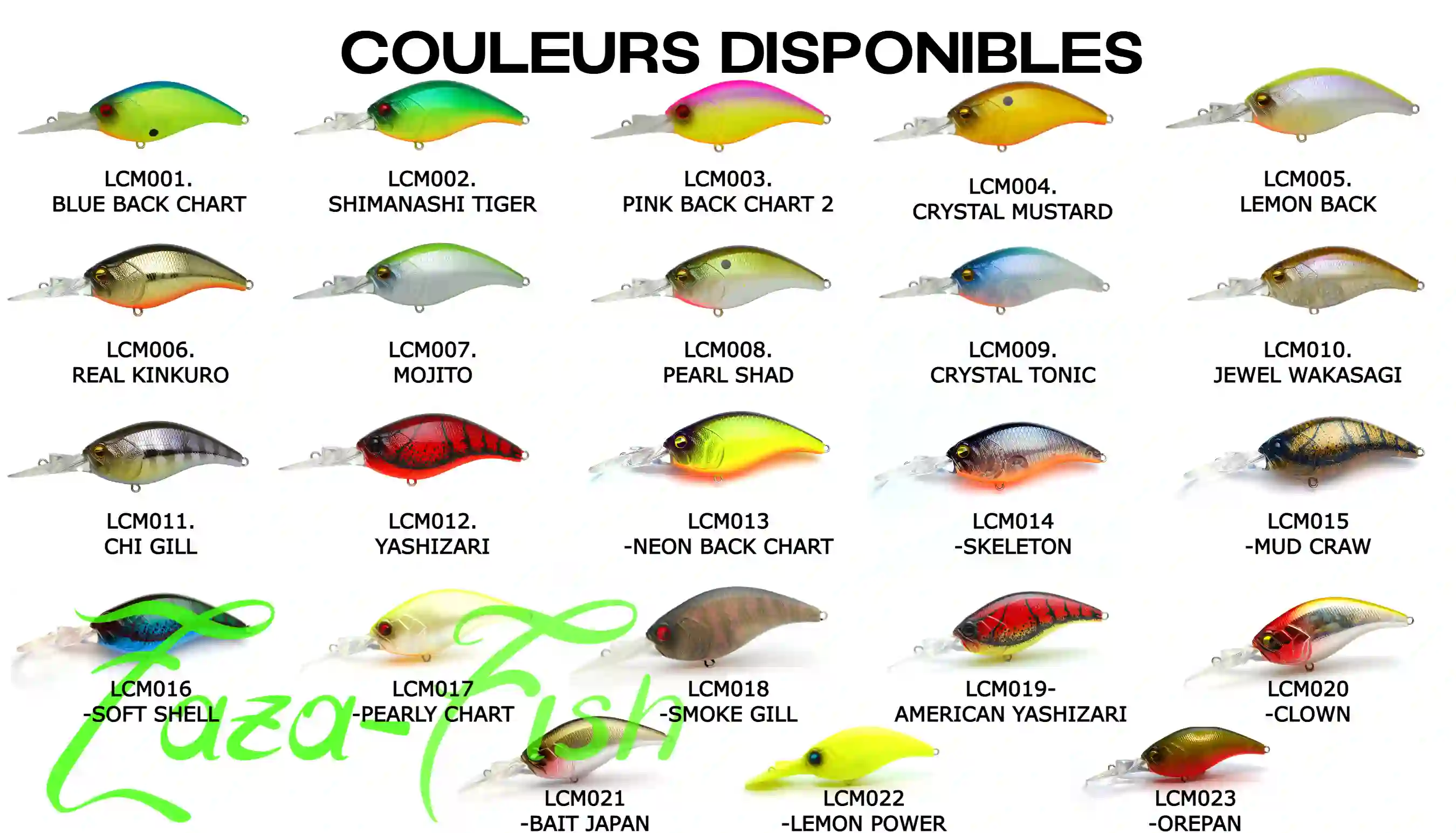 "Sélection de coloris RAID JAPAN LEVEL CRANK MID recommandés par Zazafish"
