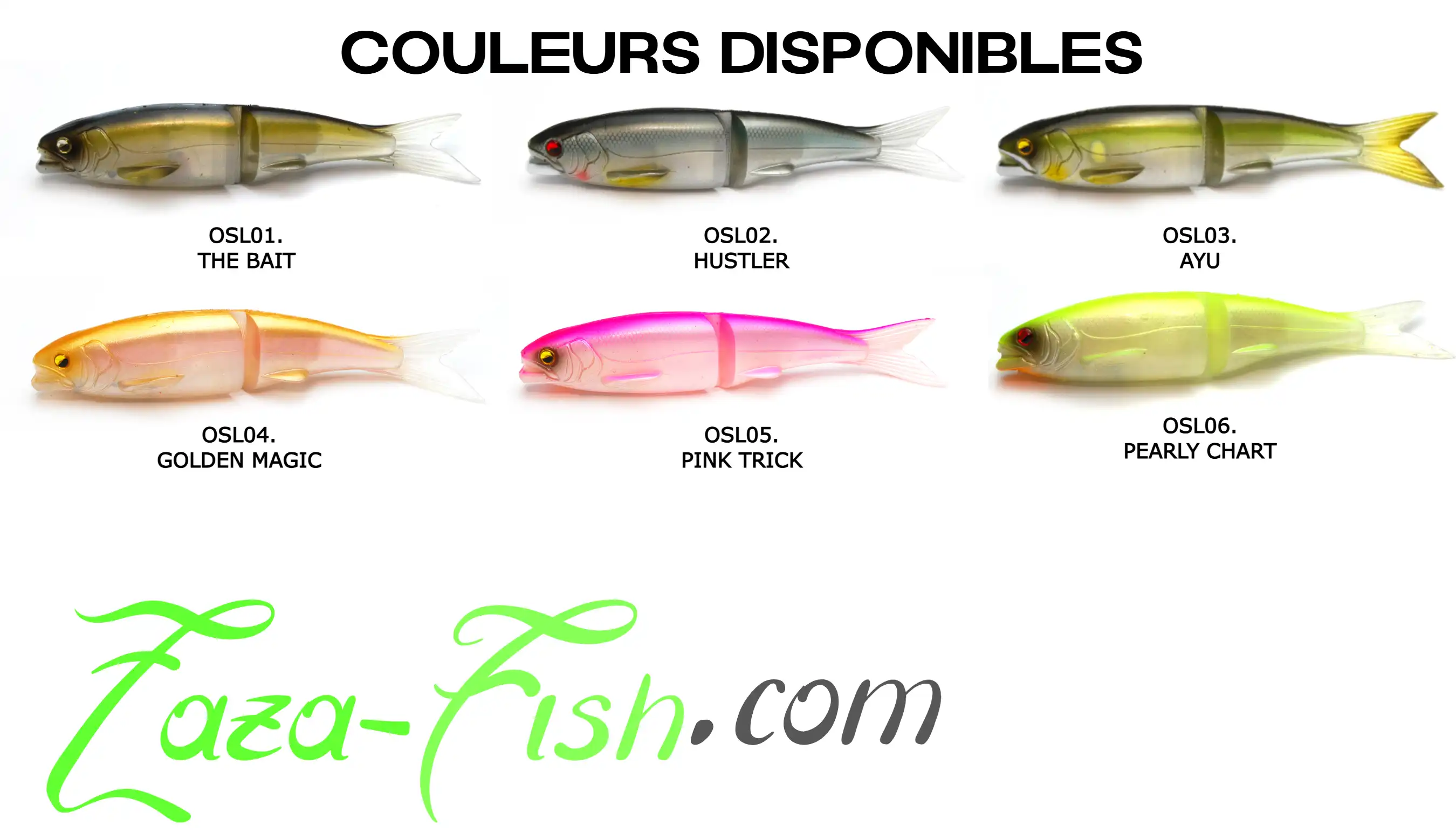 Palette de coloris OSAKANA SLIDE 170 optimisée pour les différentes eaux européennes