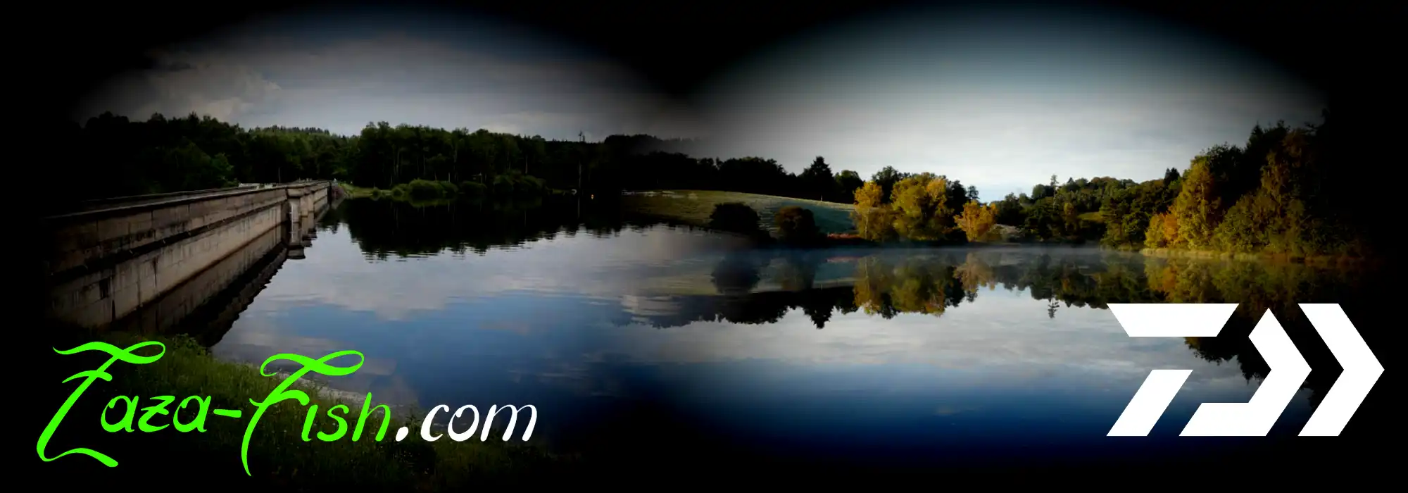 Paysage d'un lac français adapté à la pêche aux carnassiers avec le moulinet Daiwa 25 ALPHAS BF TW