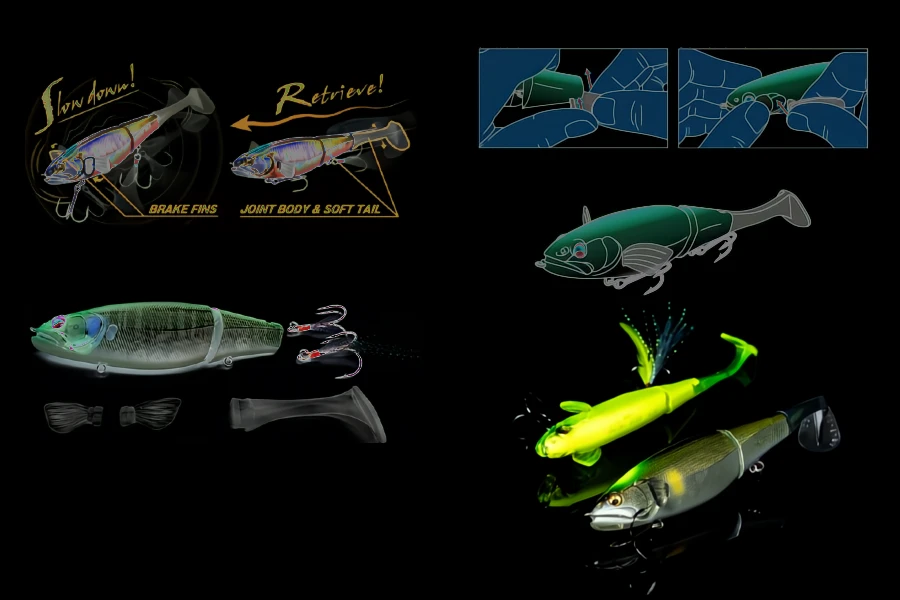 Système brake fins I-BRAKE stopping power soft tail swimbait japonais