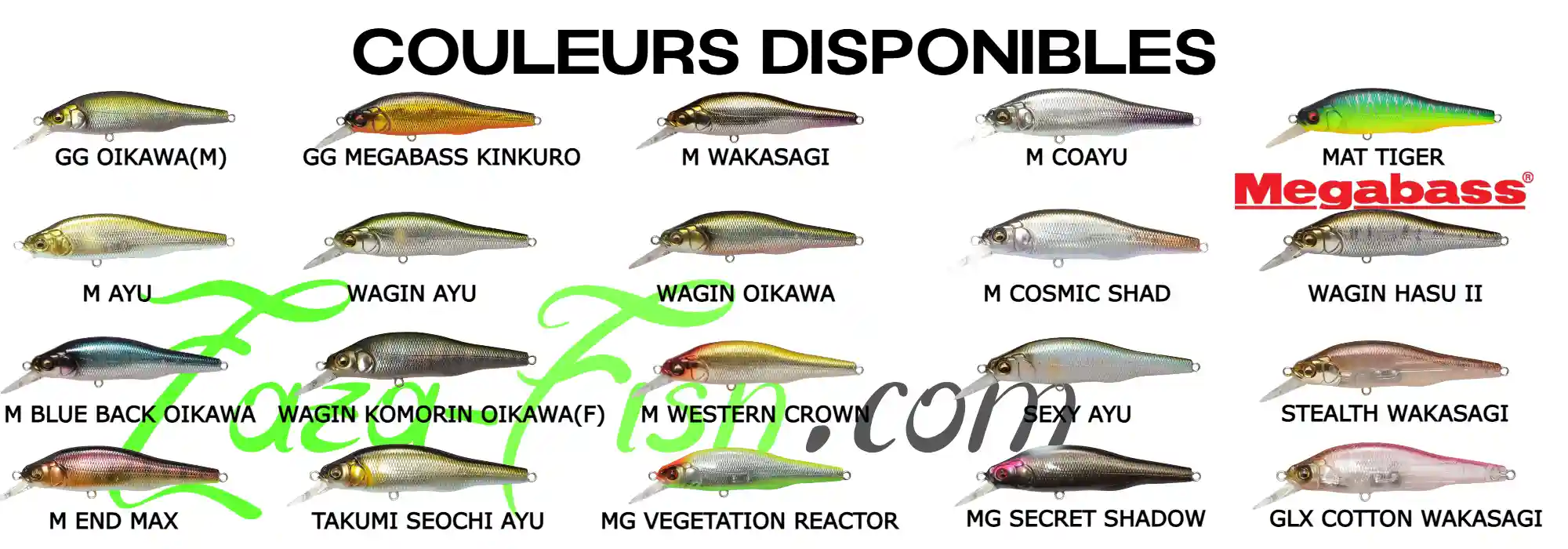Sélection de coloris pour le Megabass X-80 Trick Darter, recommandée par ZazaFish