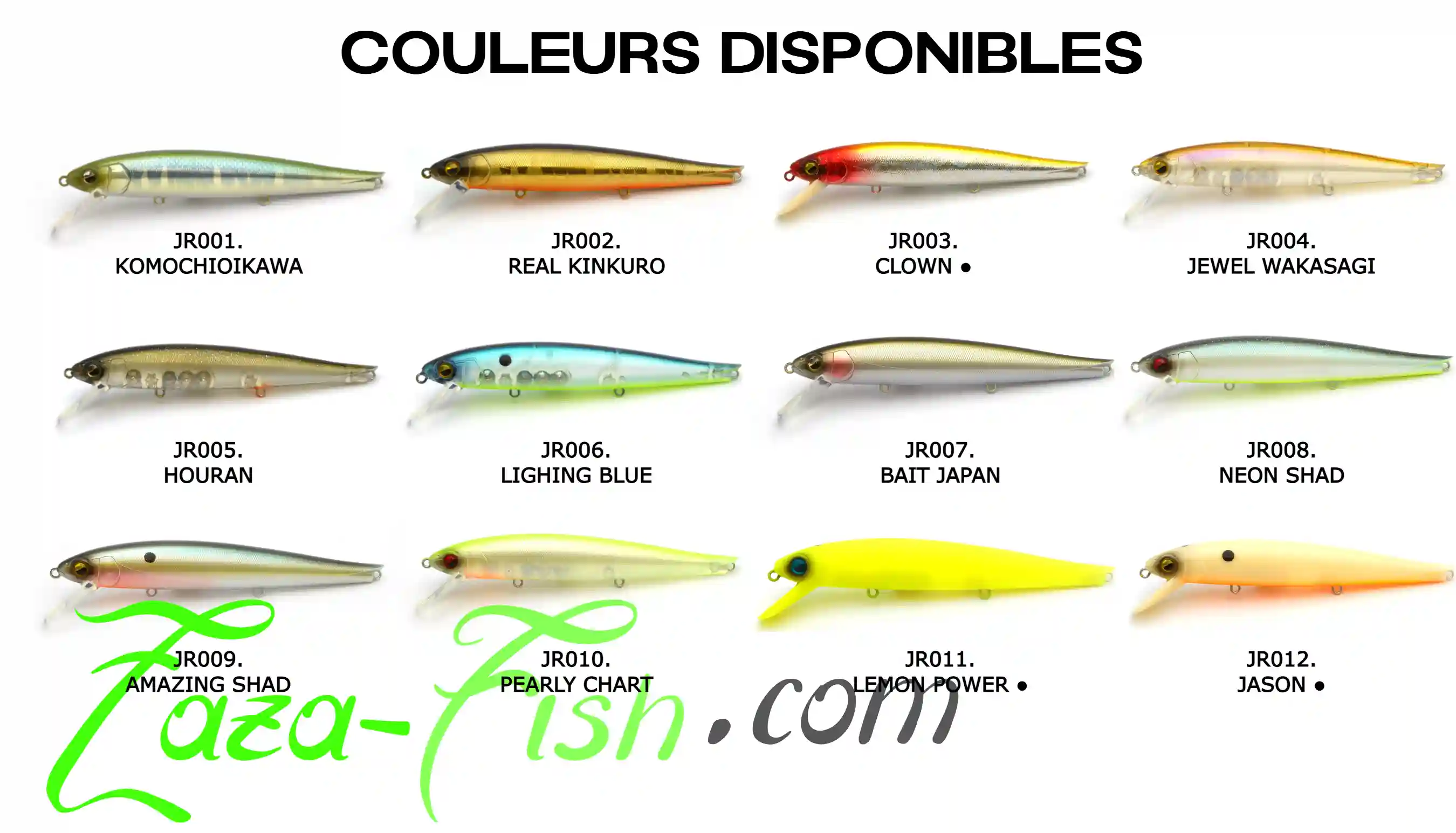 Vue des 12 coloris du Jerkripper par Raid Japan