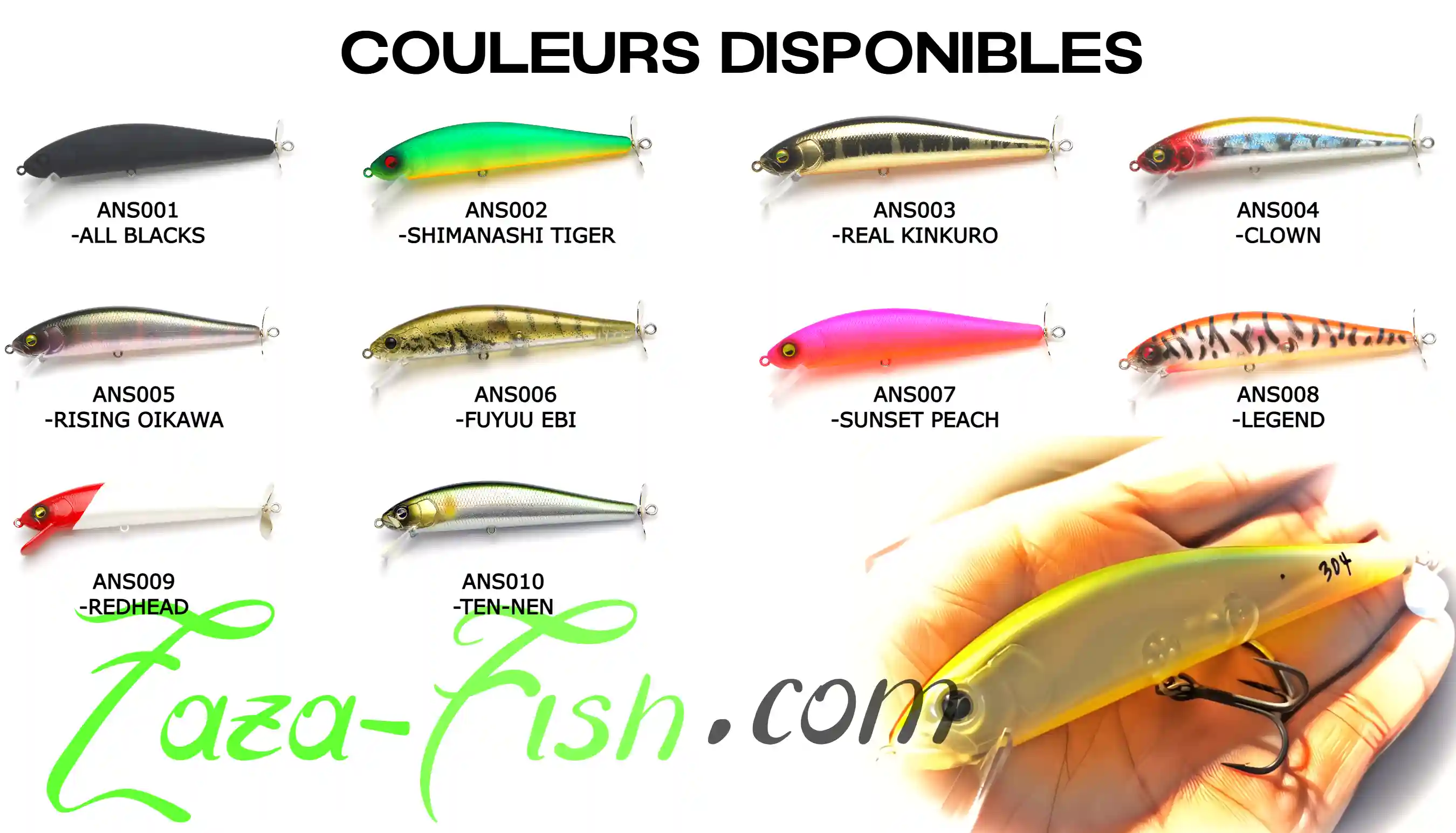 Collection des 10 coloris RAID JAPAN Switchbait Answer sélectionnés par Zazafish pour le marché euro