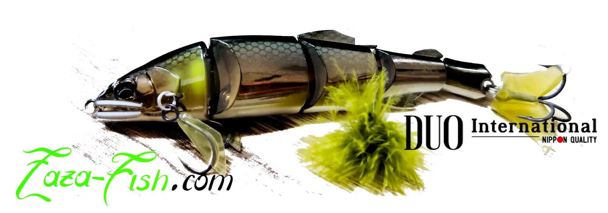 Gros plan sur le DUO REALIS DEAD DRIFT 100, mettant en avant ses 5 articulations et sa queue
