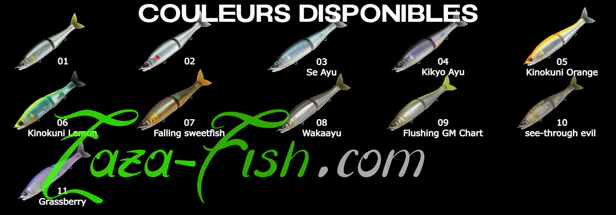 Coloris disponibles du GAN CRAFT JOINTED CLAW MAGNUM