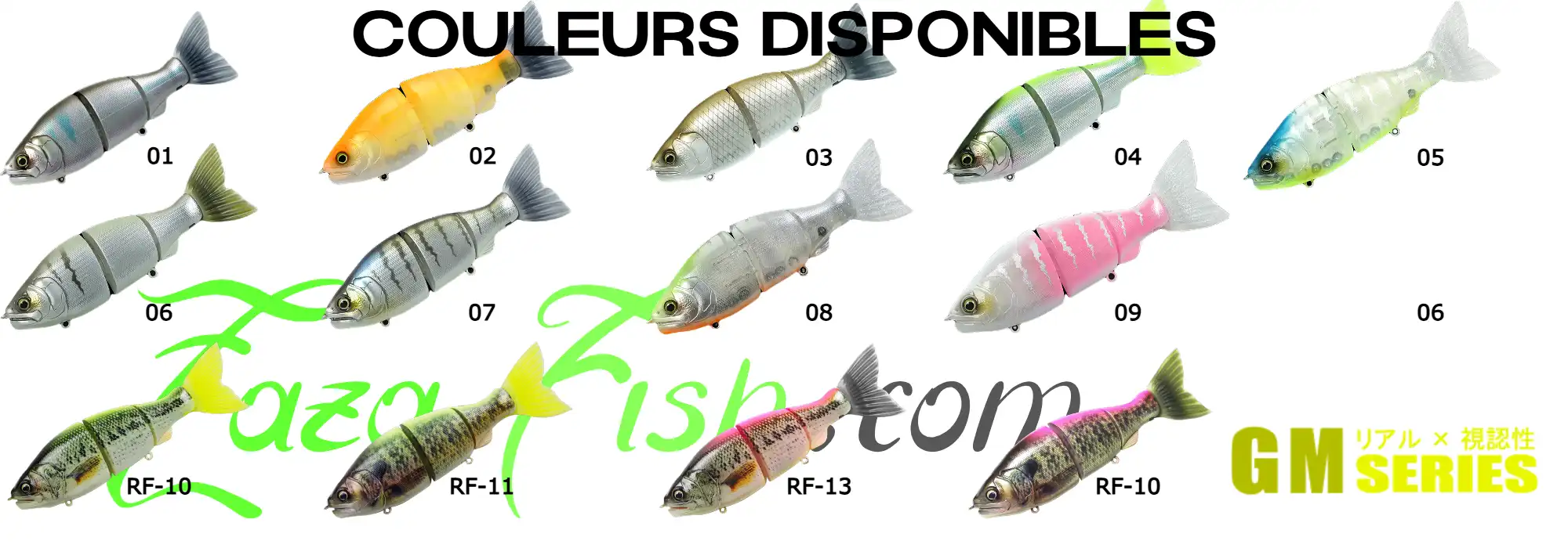 Coloris disponibles du GAN CRAFT JOINTED CLAW RATCHET 144