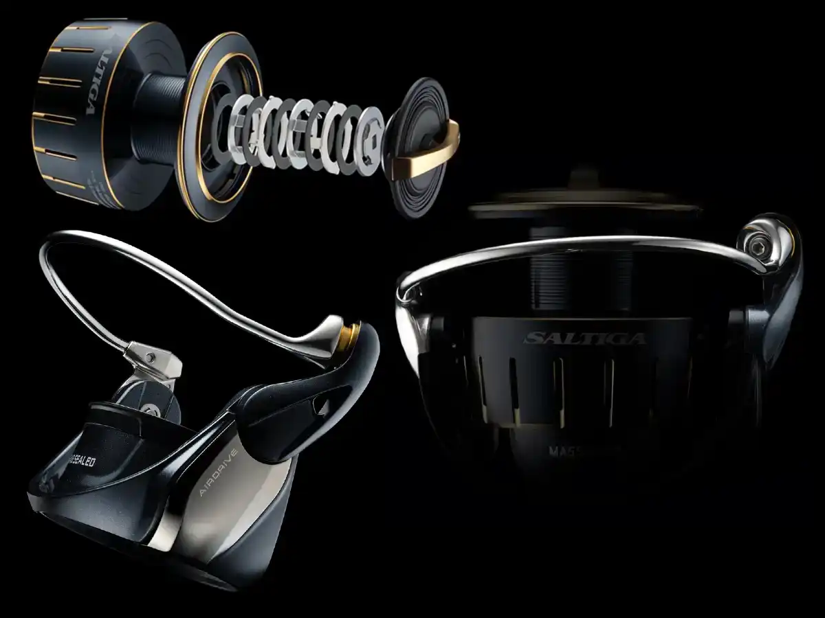 Vue éclatée du moulinet Daiwa Saltiga 23 6000-XH JDM, présentant la technologie AIRDRIVE DESIGN
