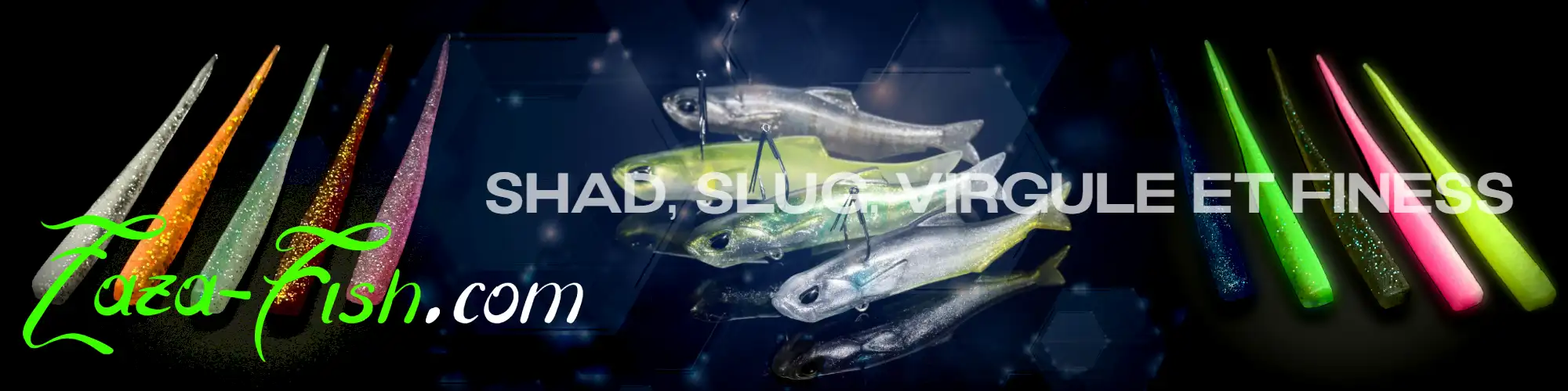 Leurres souples Shad, Slug, Virgule et Finess pour la pêche des carnassiers