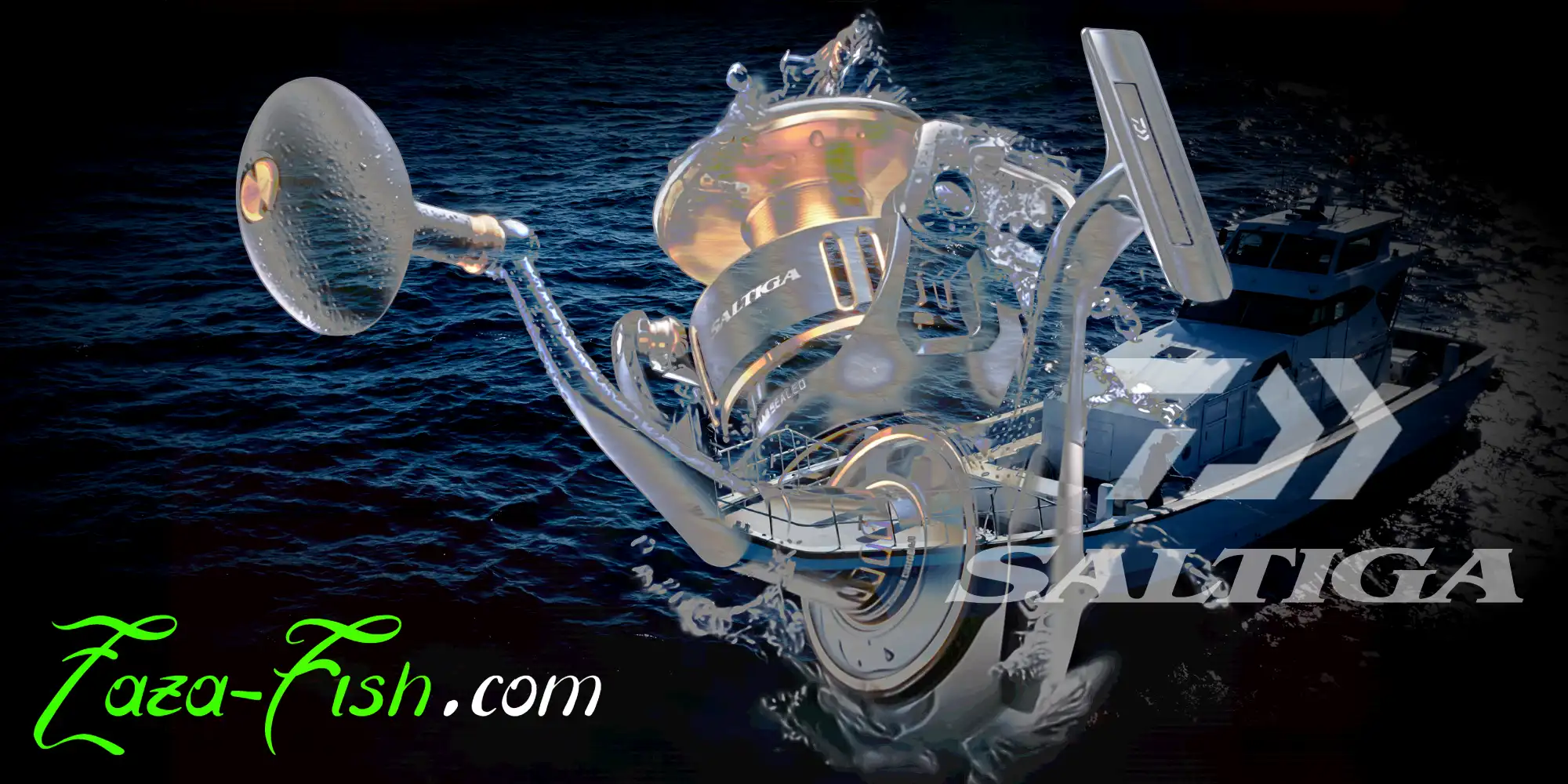 Moulinet Daiwa Saltiga 14000-P – Puissance ultime pour le big game, design bleu nuit et doré
