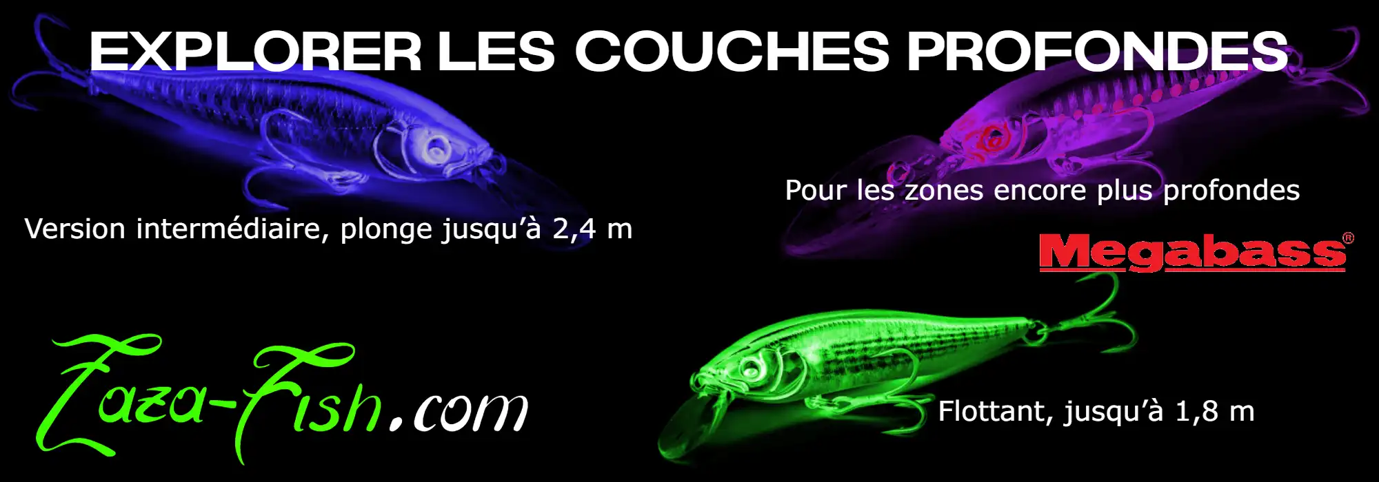 Différentes profondeurs de nage des modèles X-NANAHAN SW, +1 SW et +2 SW