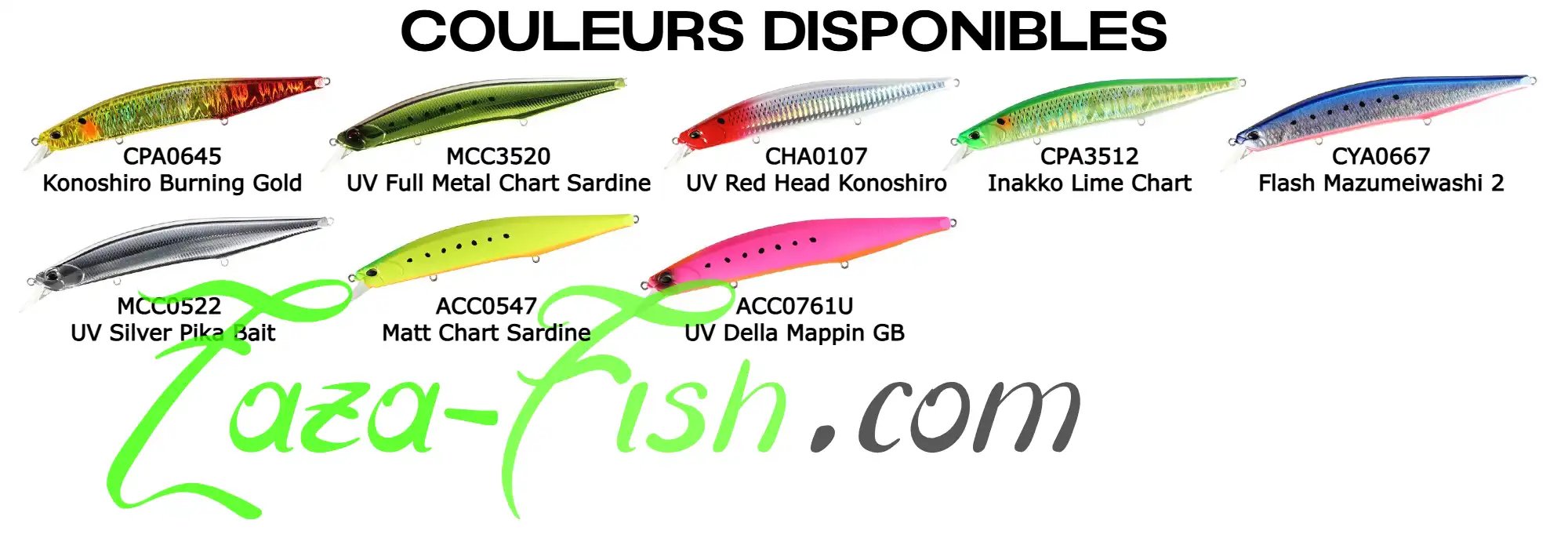 Coloris disponibles du DUO Realis Jerkbait 160 SP