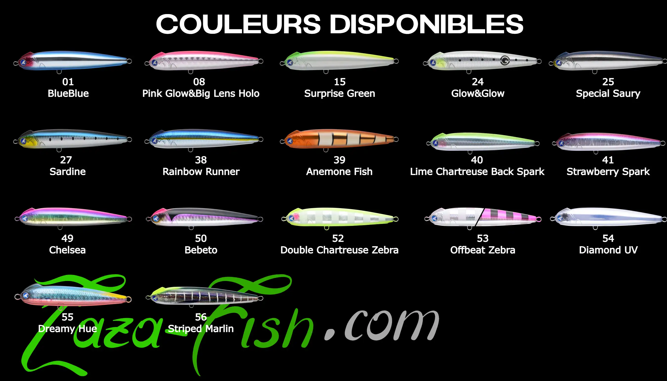Palette de coloris du BlueBlue SNECON 180S