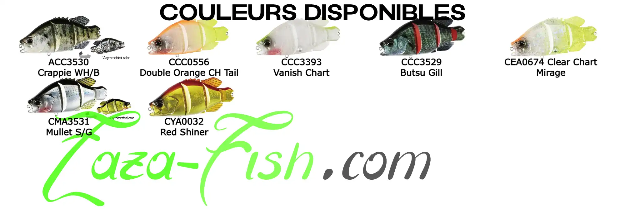 Coloris disponibles du DUO REALIS DEAD DRIFT 95 pour le brochet et le black bass