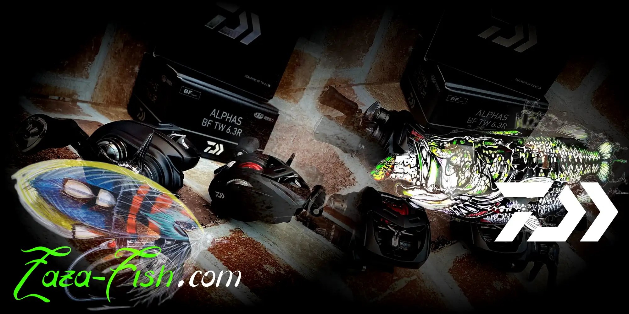 ue détaillée du moulinet Daiwa ALPHAS BF TW 2025 avec système SS MAGFORCE visible