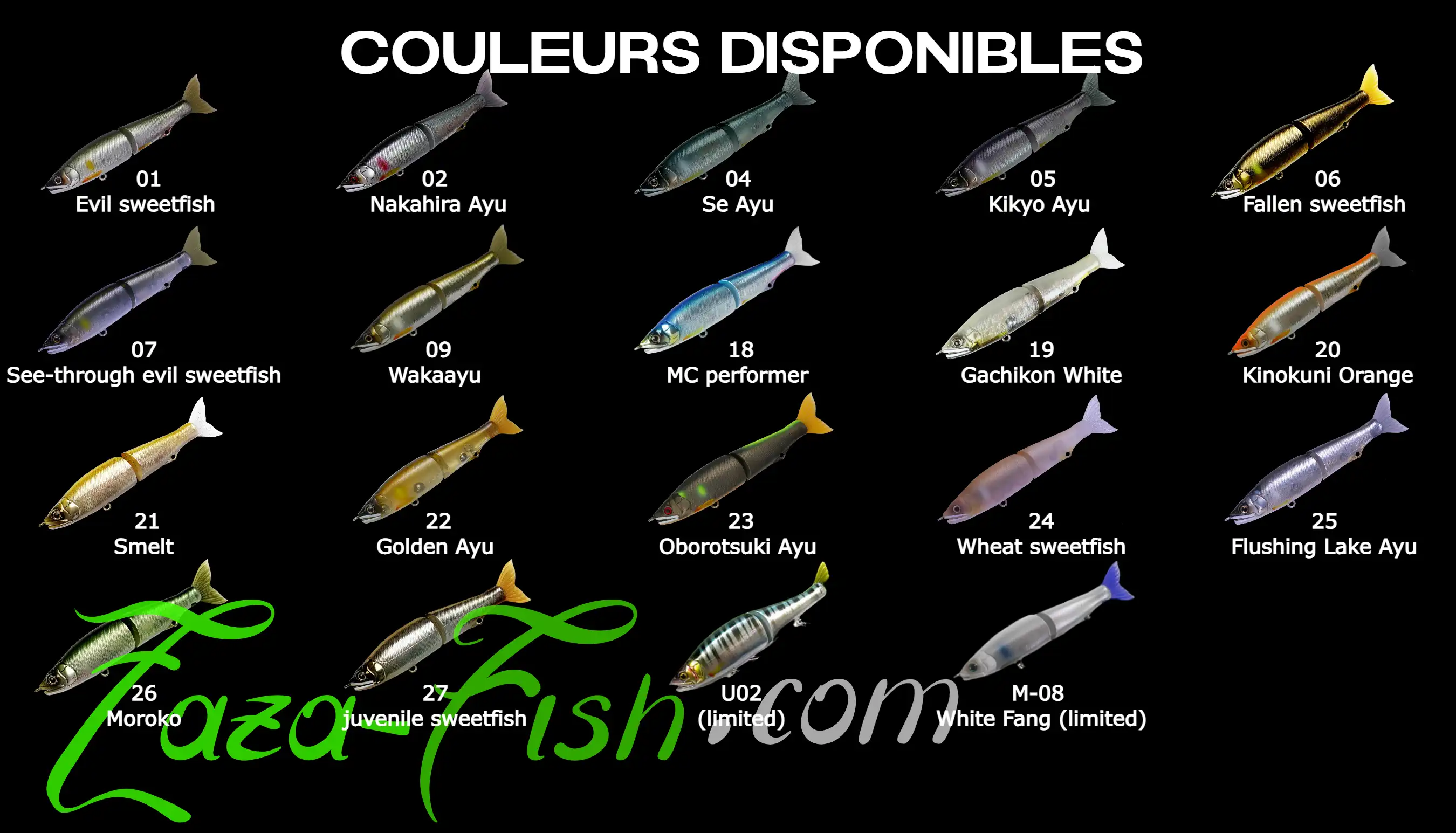Coloris disponibles du GAN CRAFT JOINTED CLAW 128