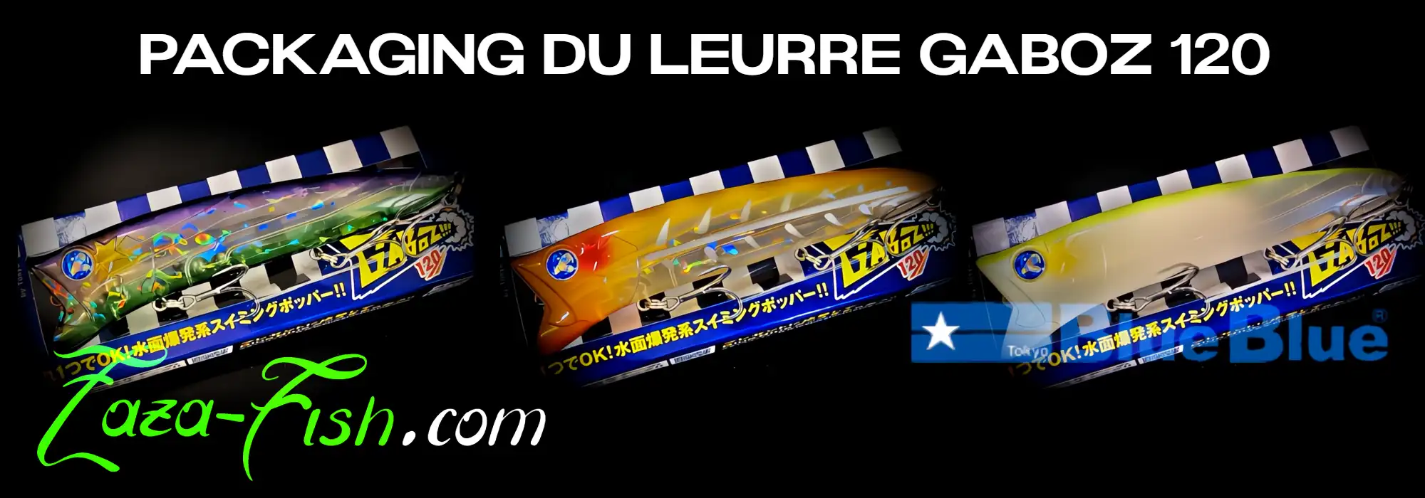 Packaging premium du leurre GABOZ 120 de BlueBlue Fishing avec garantie d'authenticité