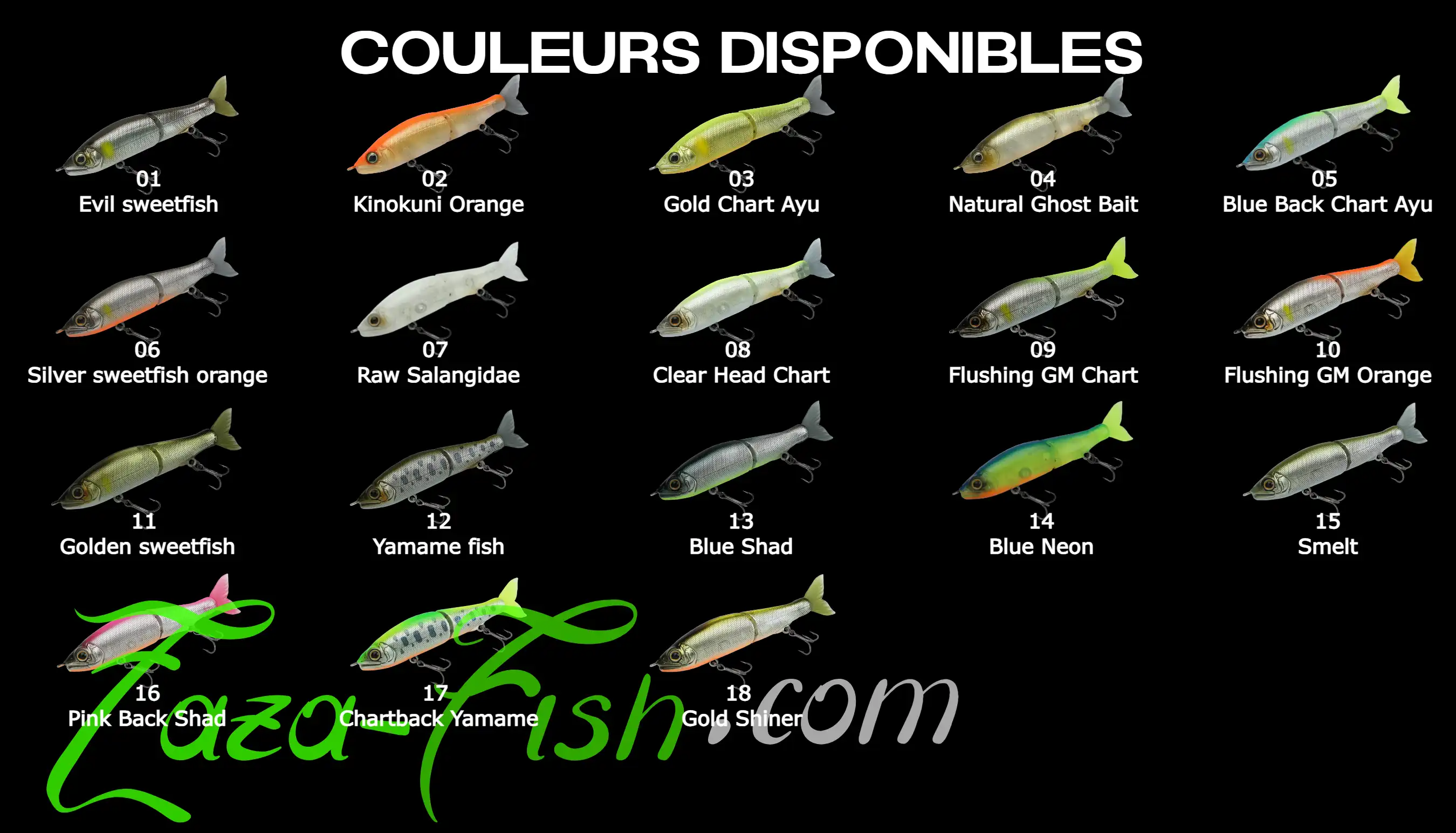 Palette de coloris du GAN CRAFT JOINTED CLAW 70
