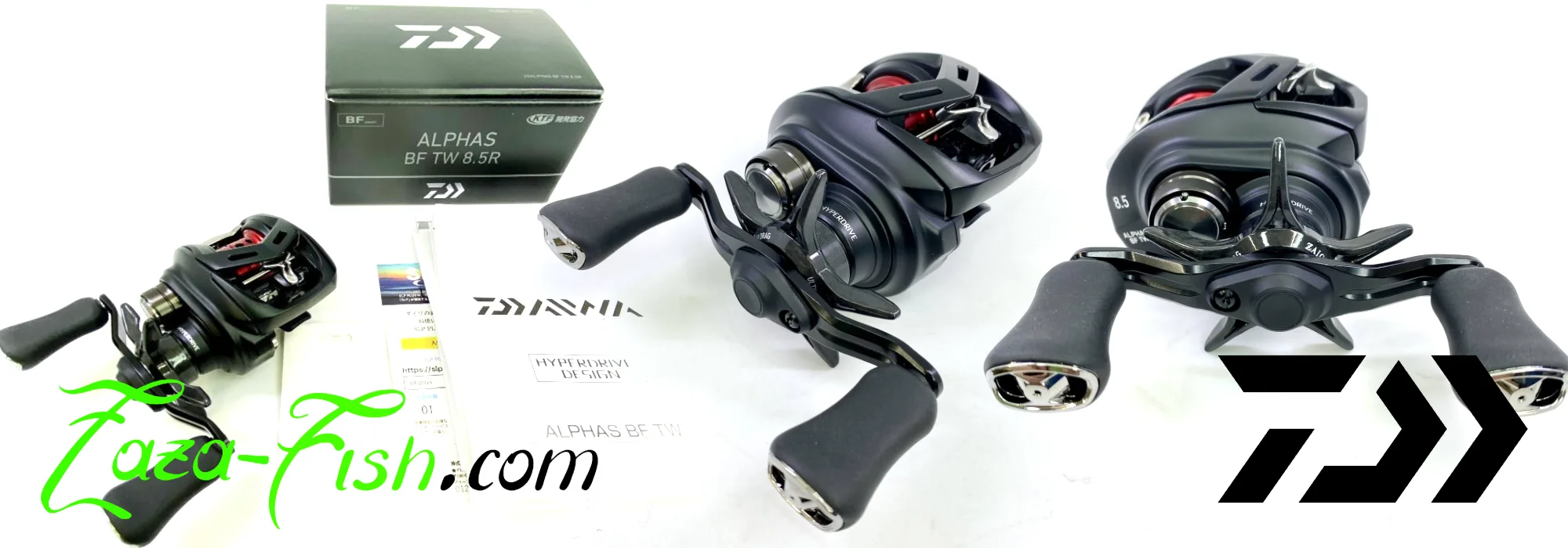 Moulinet baitcasting DAIWA 25 ALPHAS BF TW 8.5R RIGHT en vue principale – modèle haute vitesse